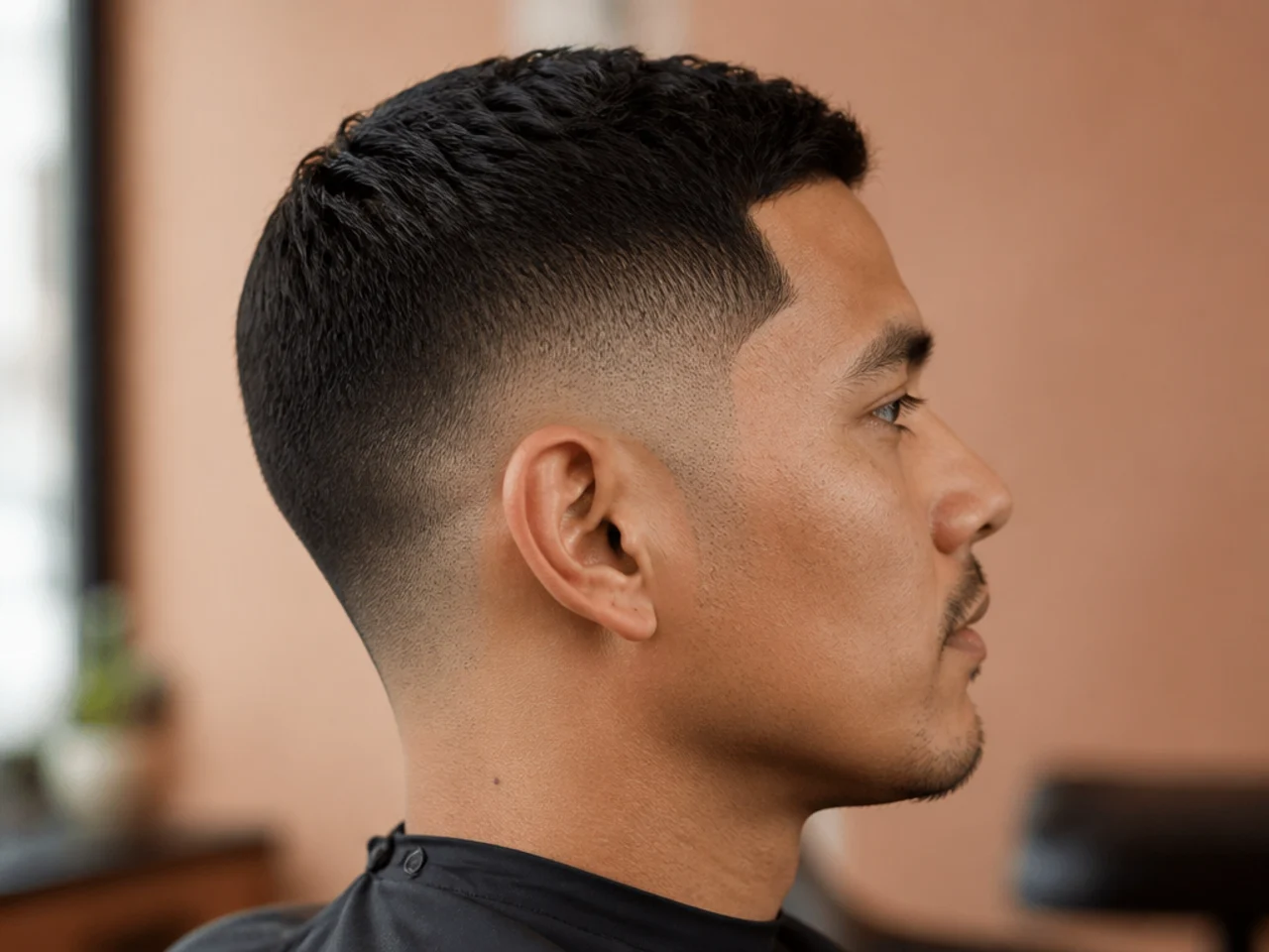 Matching sideburn edges on a short straight haircut