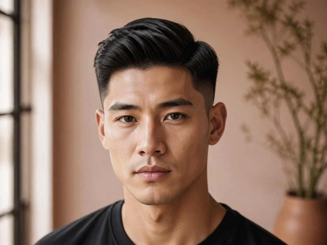 A weight line where the top meets the side on straight hair