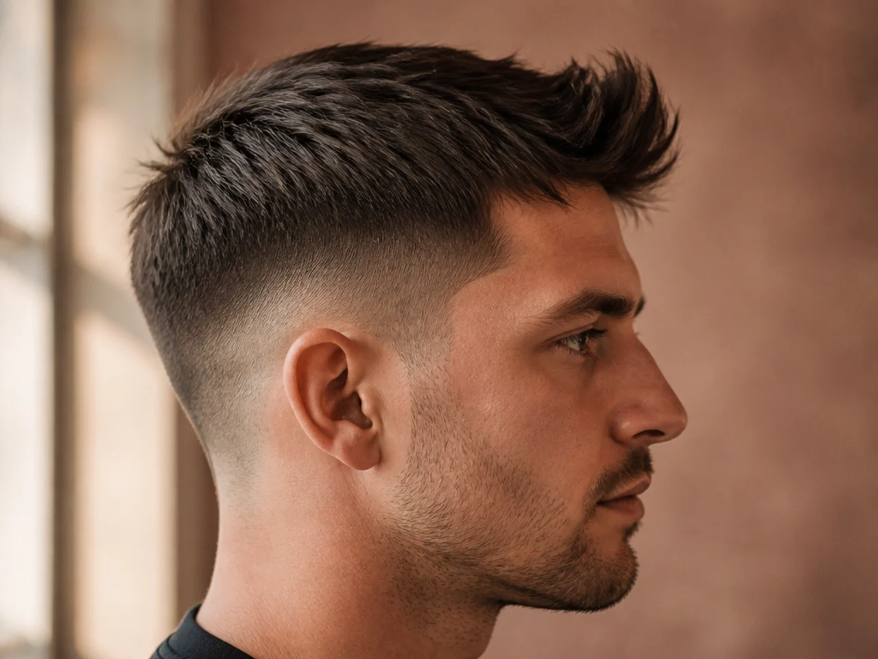 A front cowlick lifting the fringe on straight hair