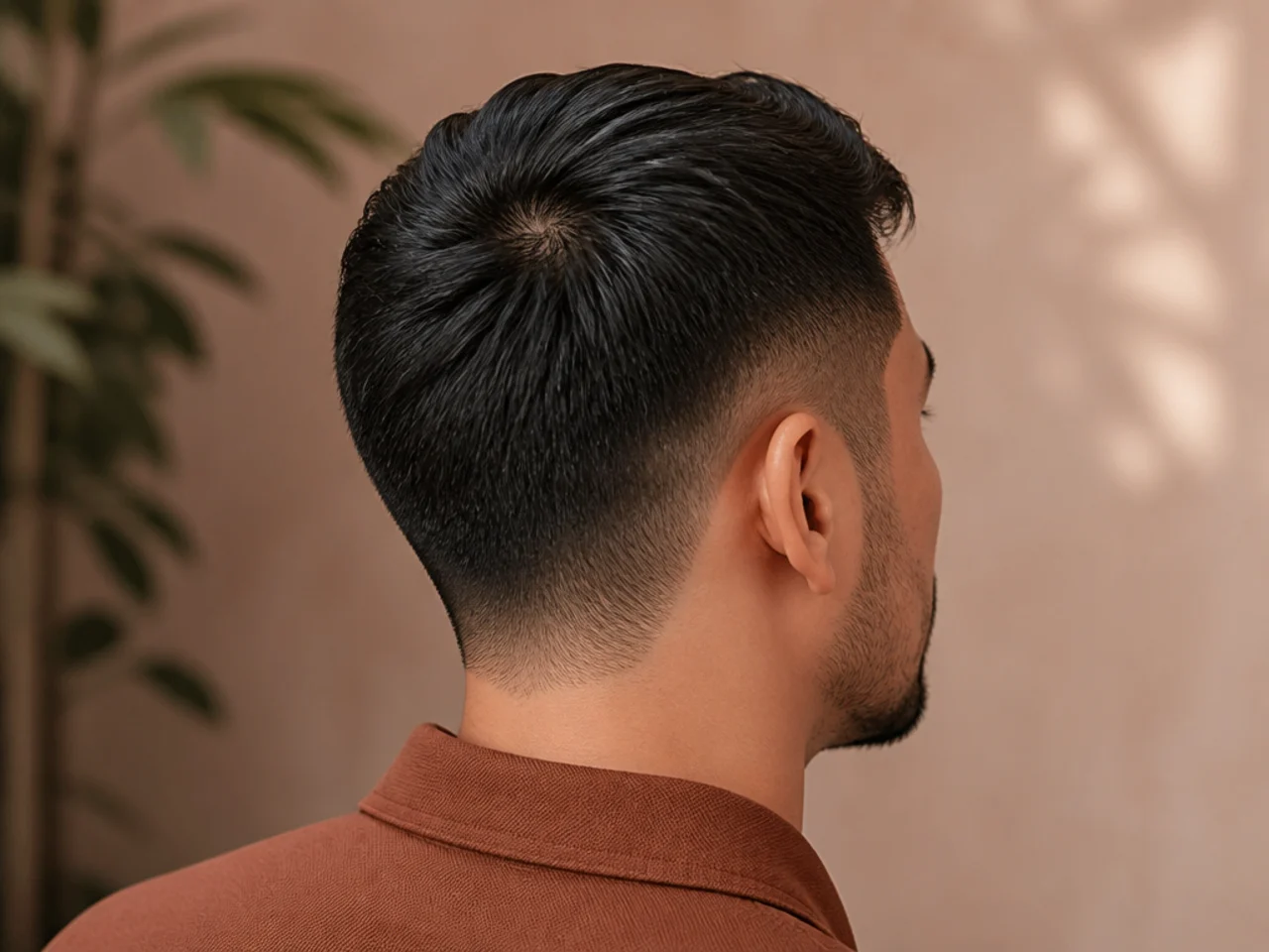 A rounded neckline on short straight hair