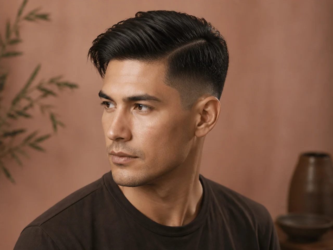A longer guide section visible in profile on straight hair