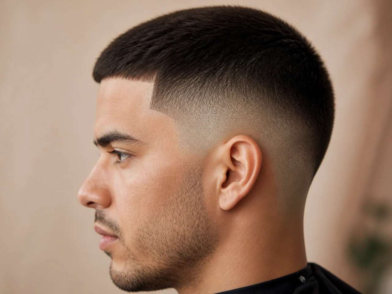 The temple corner on a short straight haircut