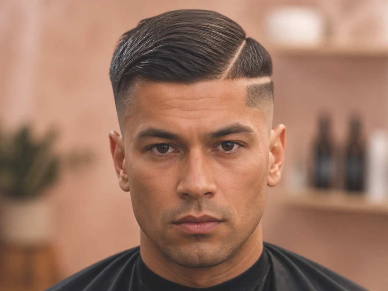 A visible step in a blend on short straight hair
