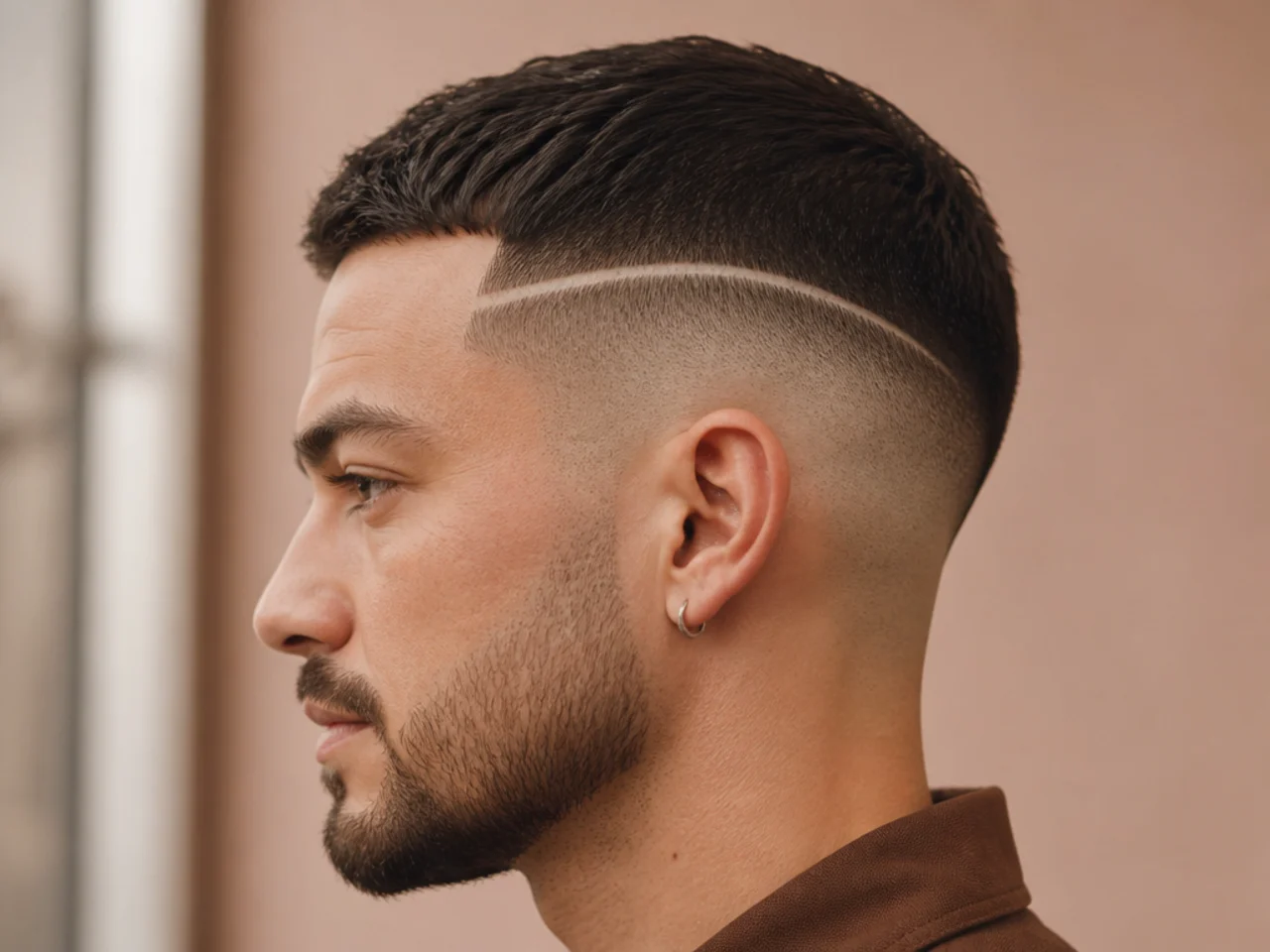 A clipper line visible on straight hair at the side of the head