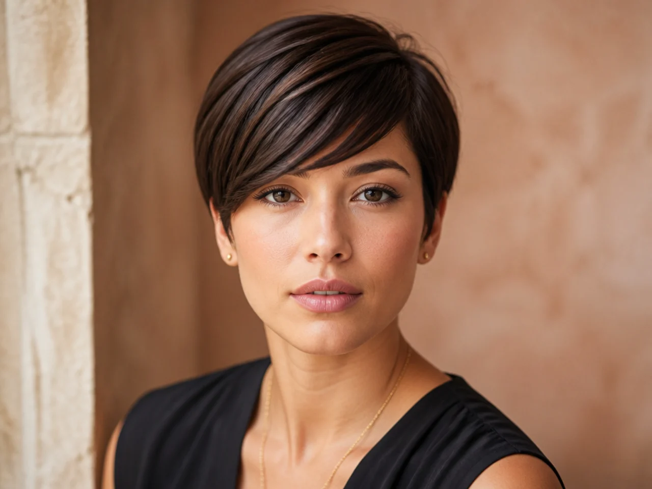 Short straight side swept bangs