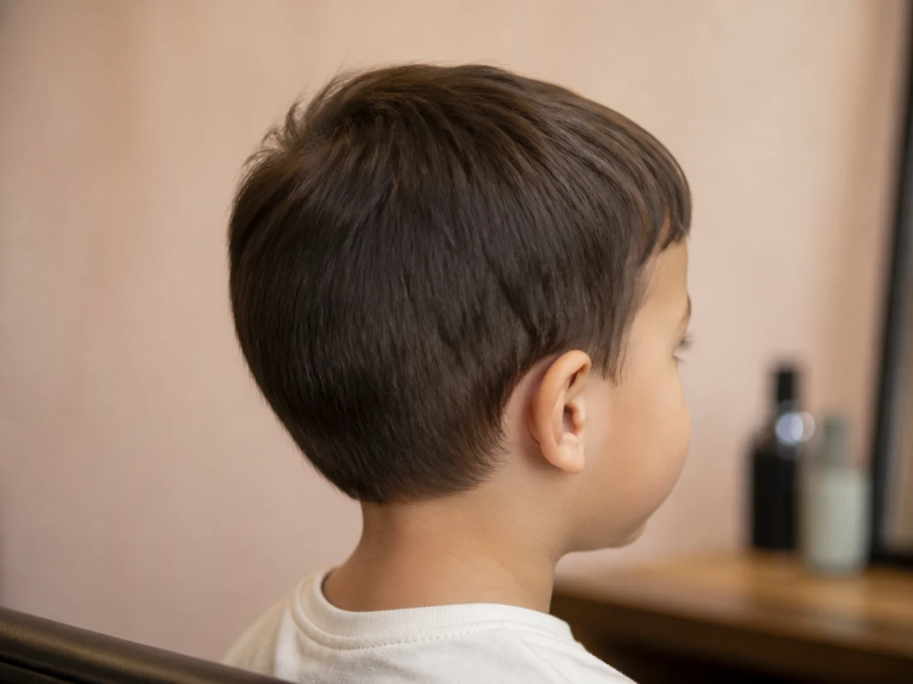 A toddler with a short crop and no fade