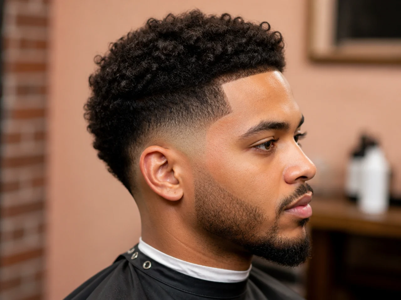 Edgar cut with a straight-across fringe on 4A hair and a low taper fade at the sides