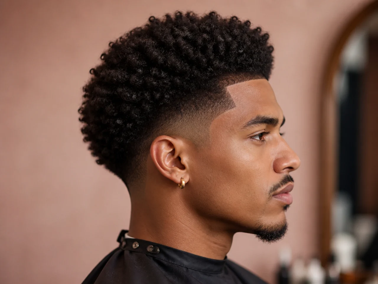 Burst taper fade with the taper curving around the ear on 4B texture