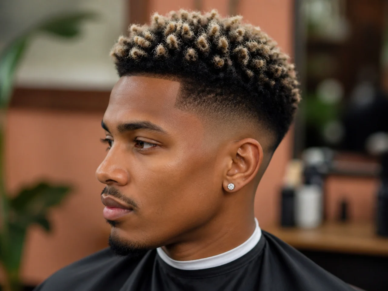 Frosted blonde tips on 4A texture with a low taper fade at the sides