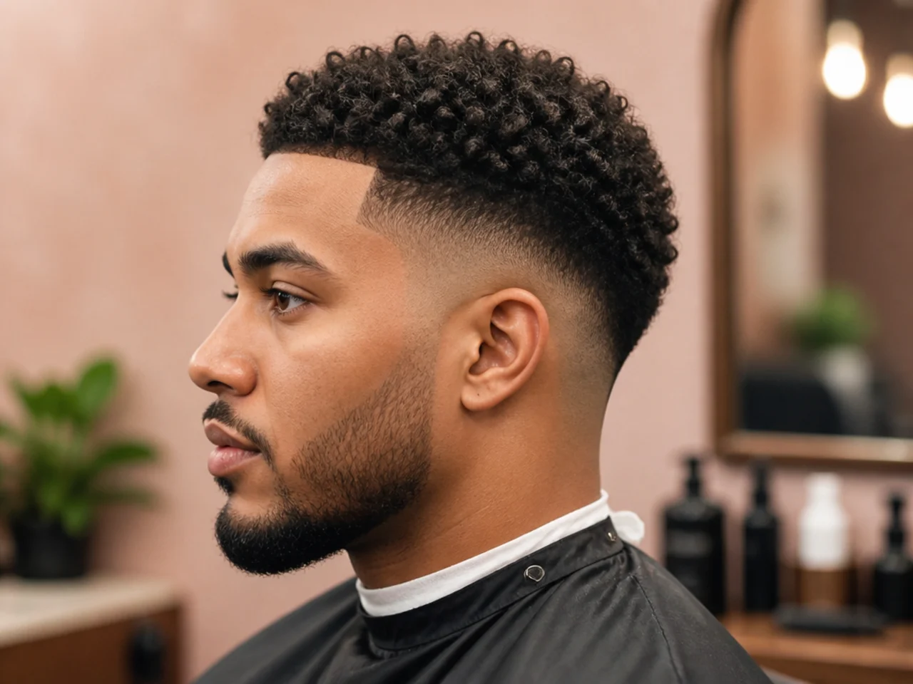 Black man showing a phone reference photo of a taper fade to his barber before the cut