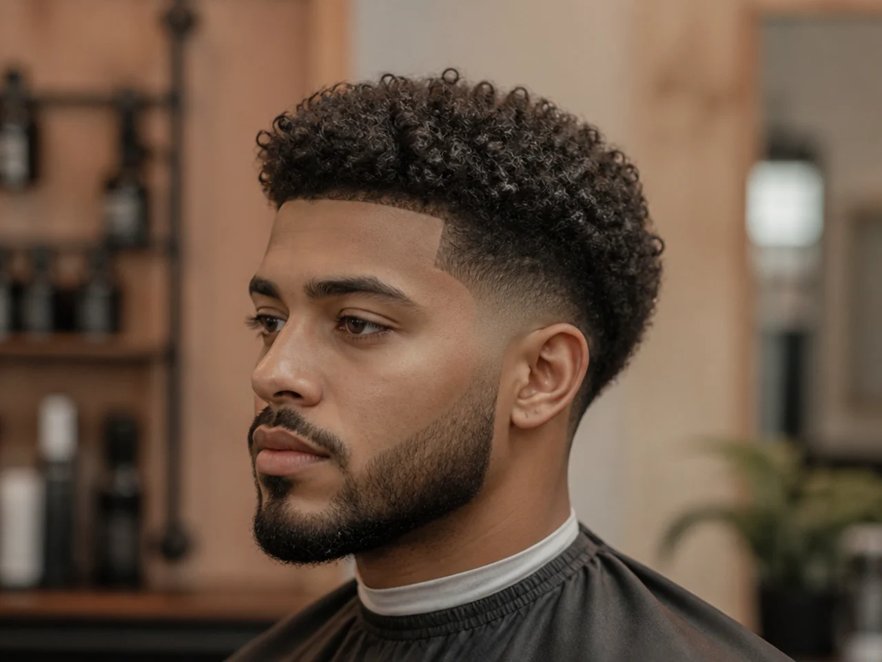 Curly hair styling essentials laid out — leave-in, curl cream, wide-tooth pick, boar-bristle brush, satin bonnet, and a curl-defining gel