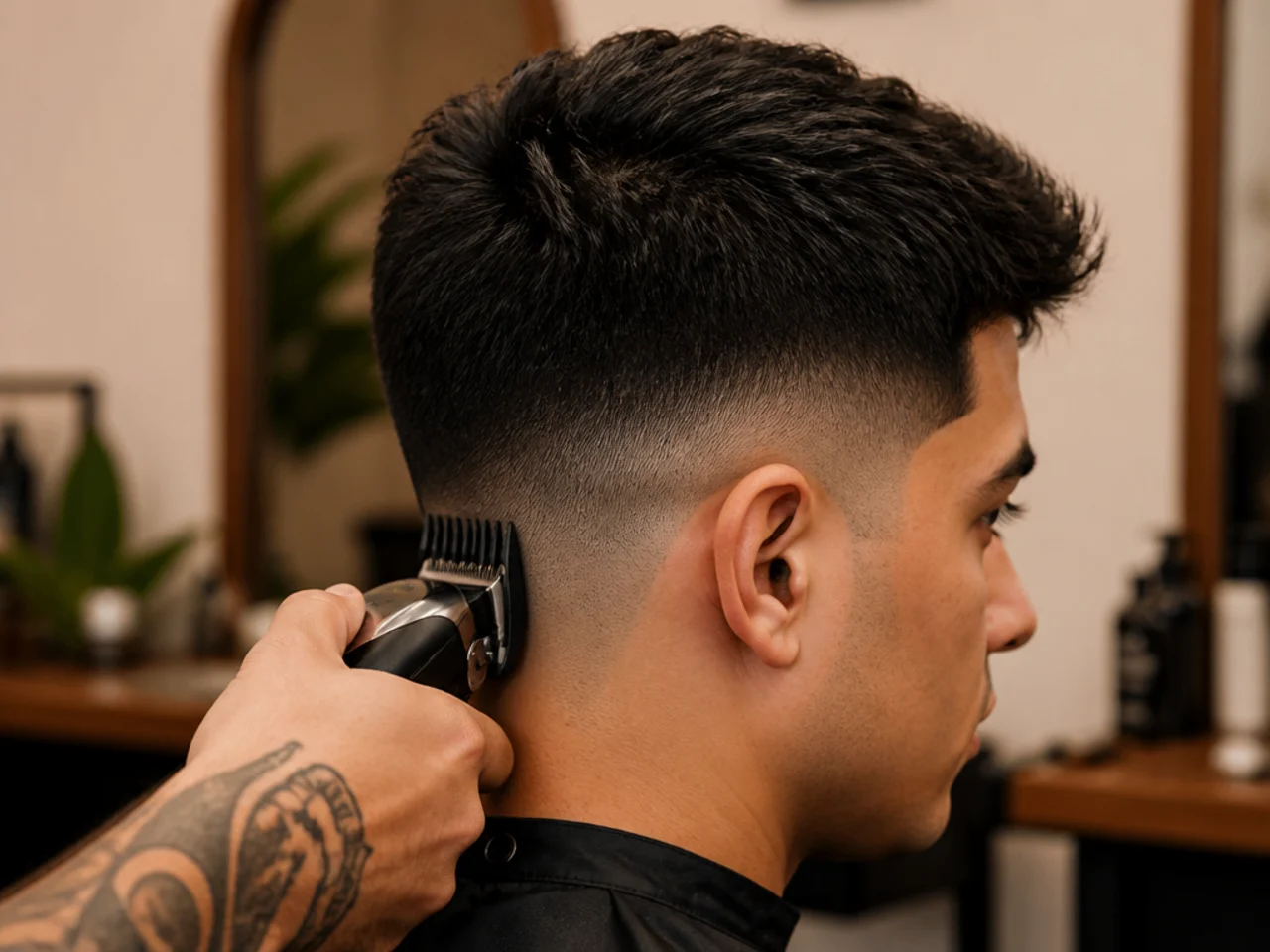 A 1 guard cutting the lowest band above the ear