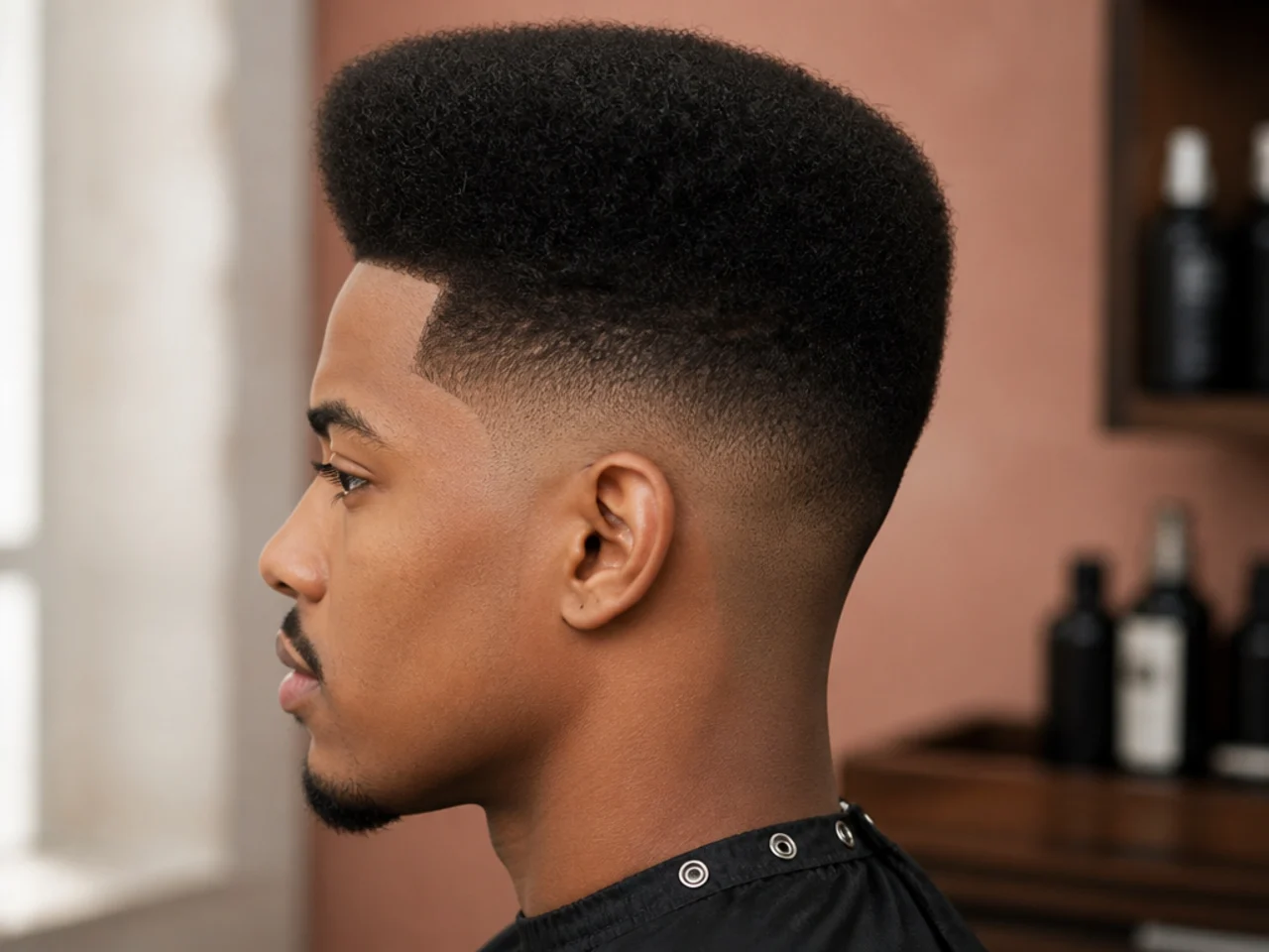 High-top fade with squared height and tapered sides