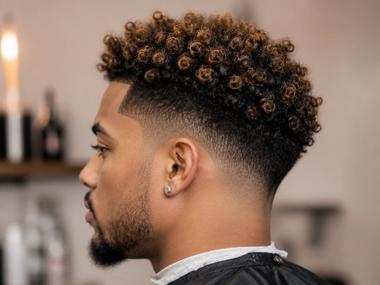 Taper fade with lightened coil tips on top