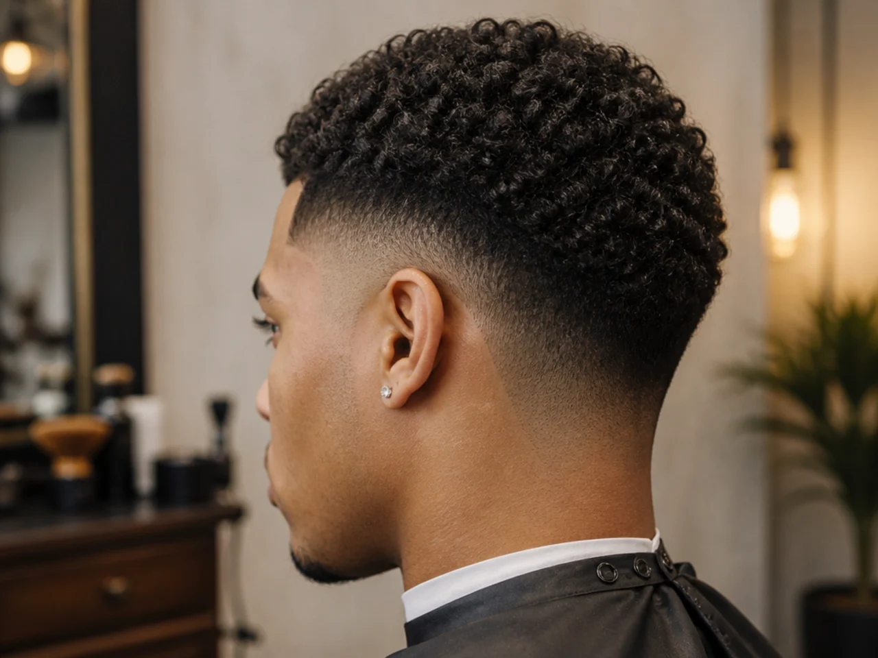 A clipper-finished neckline shown as the alternative to a razored one