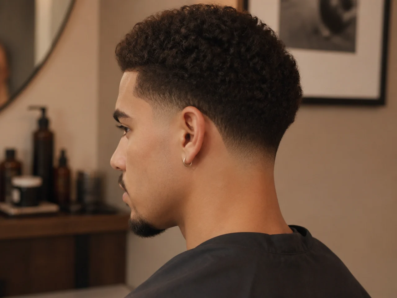 A deliberately softened grown-out taper fade