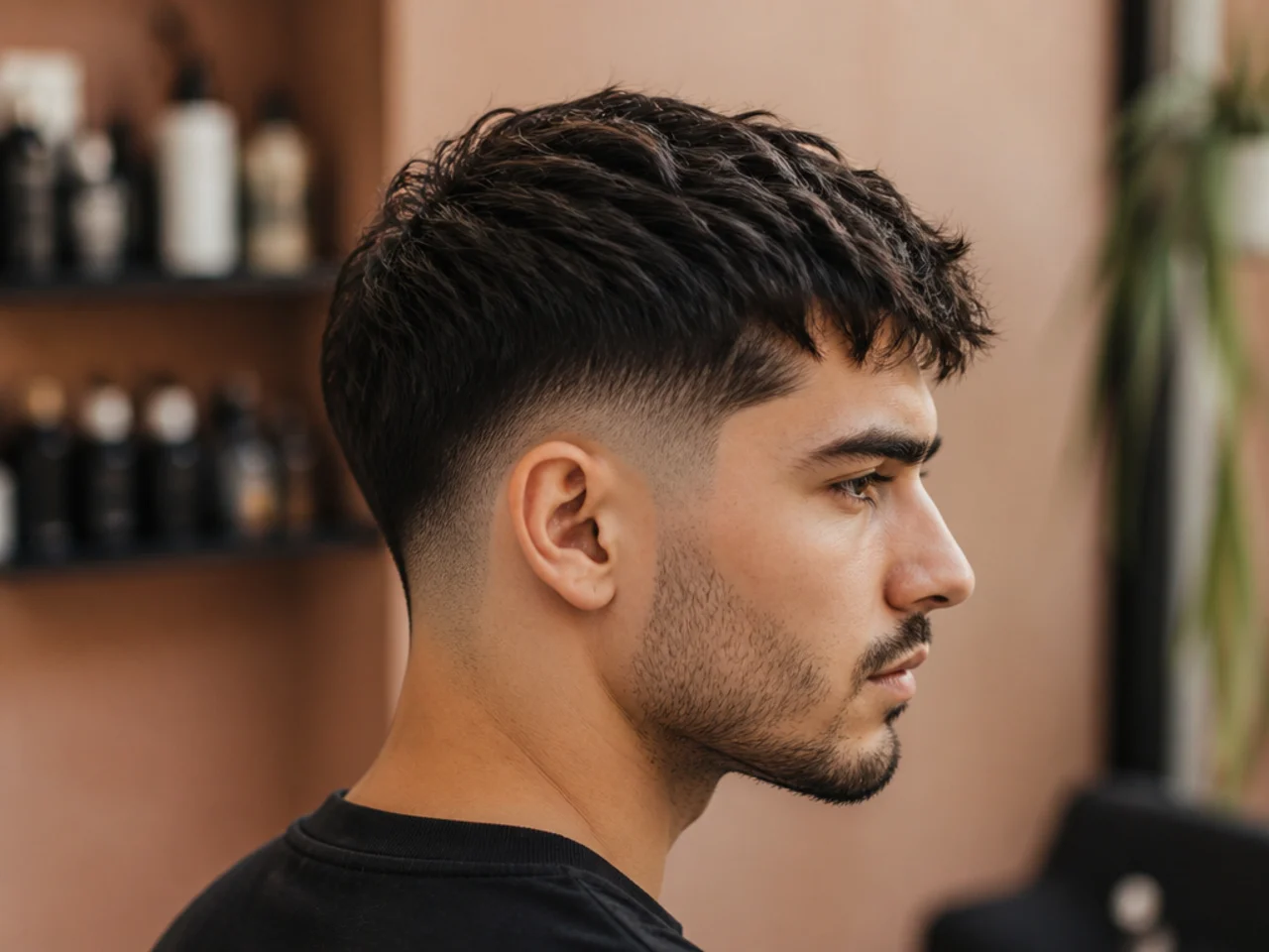 Textured crop with a mid taper fade