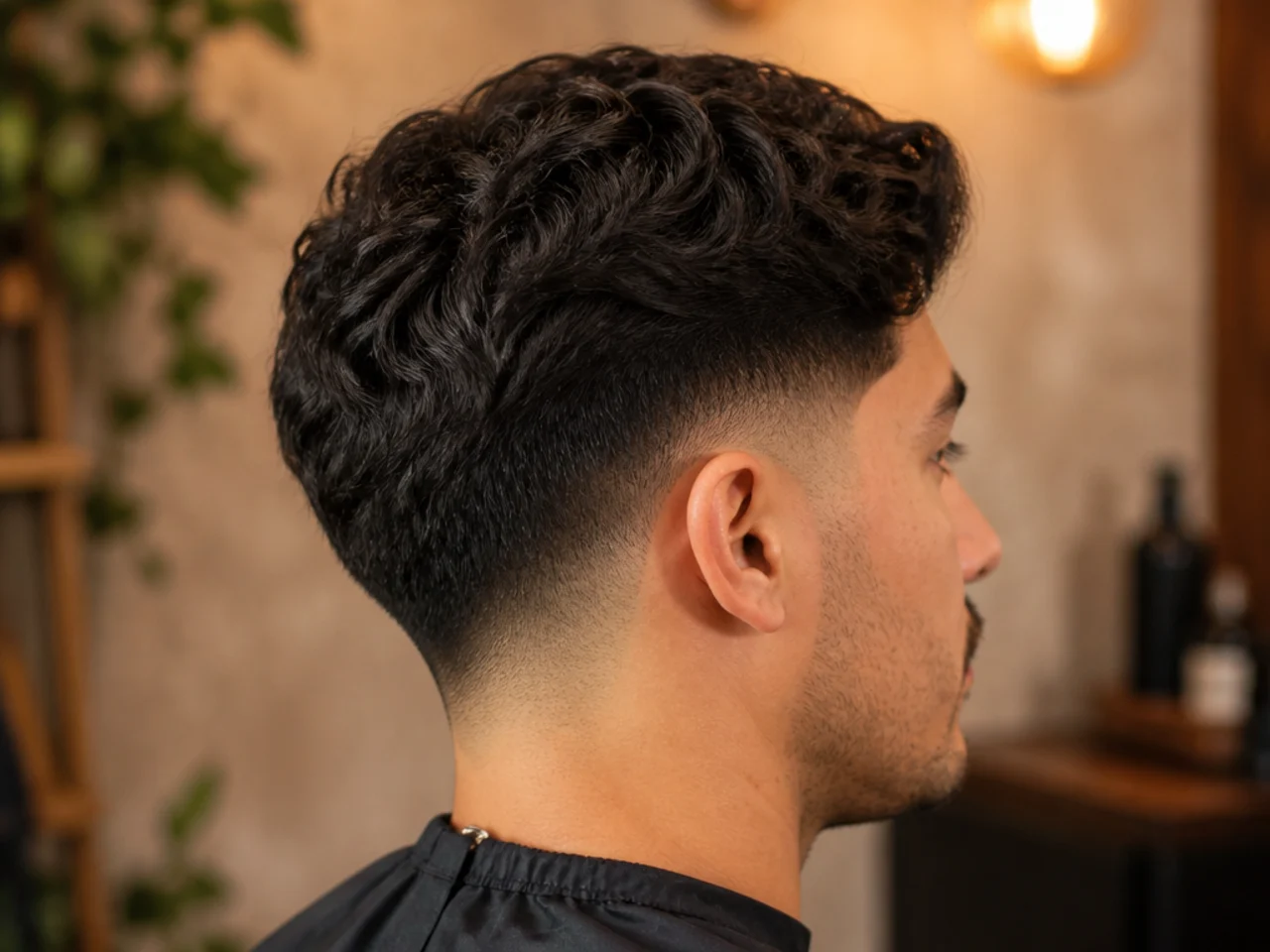 Three-quarter view of a finished taper fade