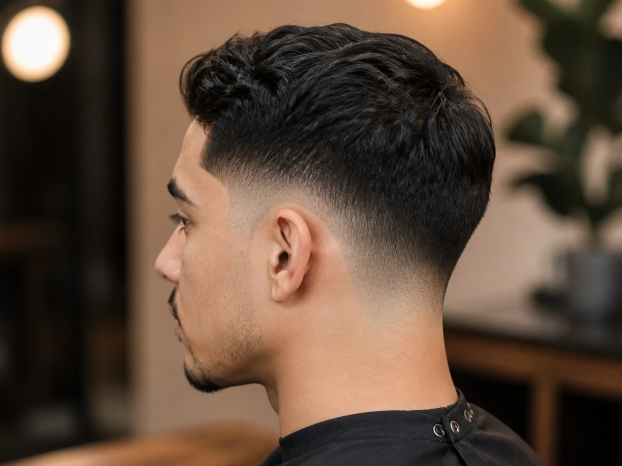 A clean low taper fade achieved with a clear three-part ask