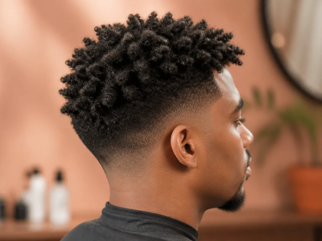 Taper fade with sponge-twisted coils on top