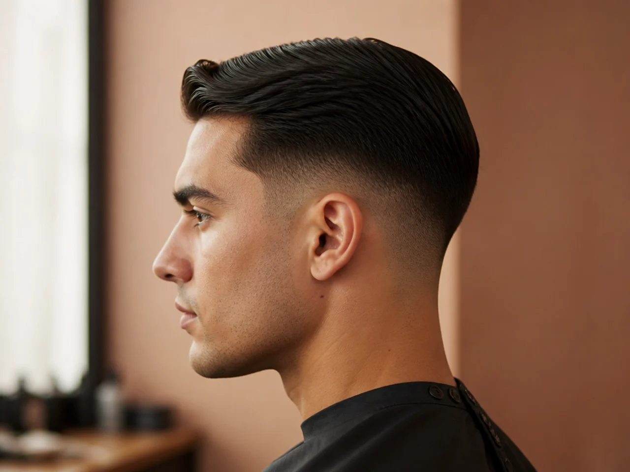 Taper fade combed neatly with a low-shine cream finish