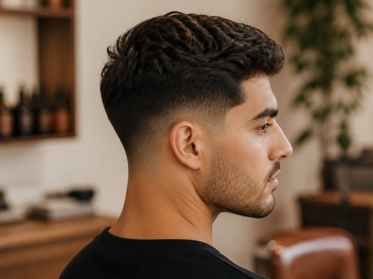 Taper fade on second-day hair with natural hold