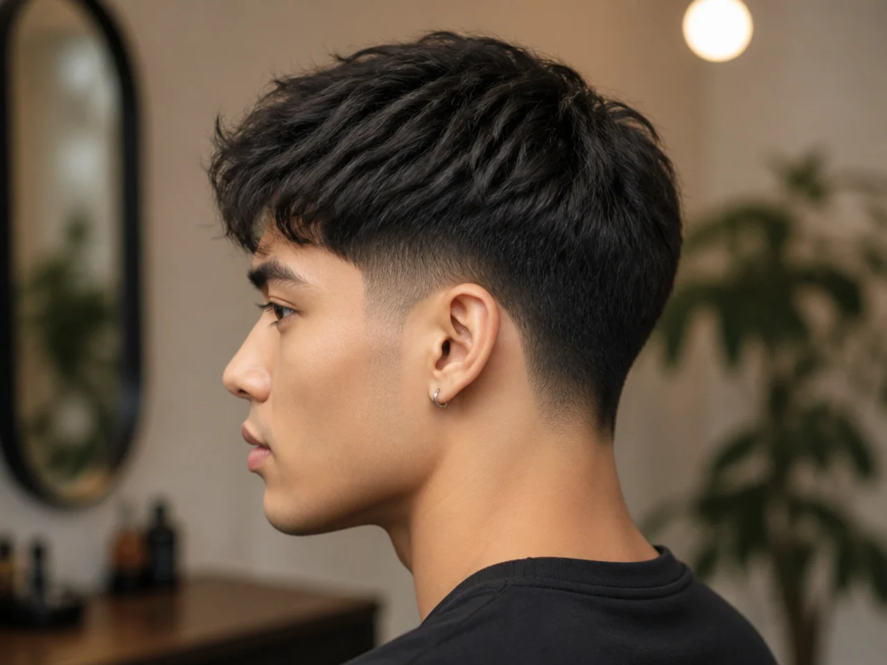 Taper fade left to air dry with no product