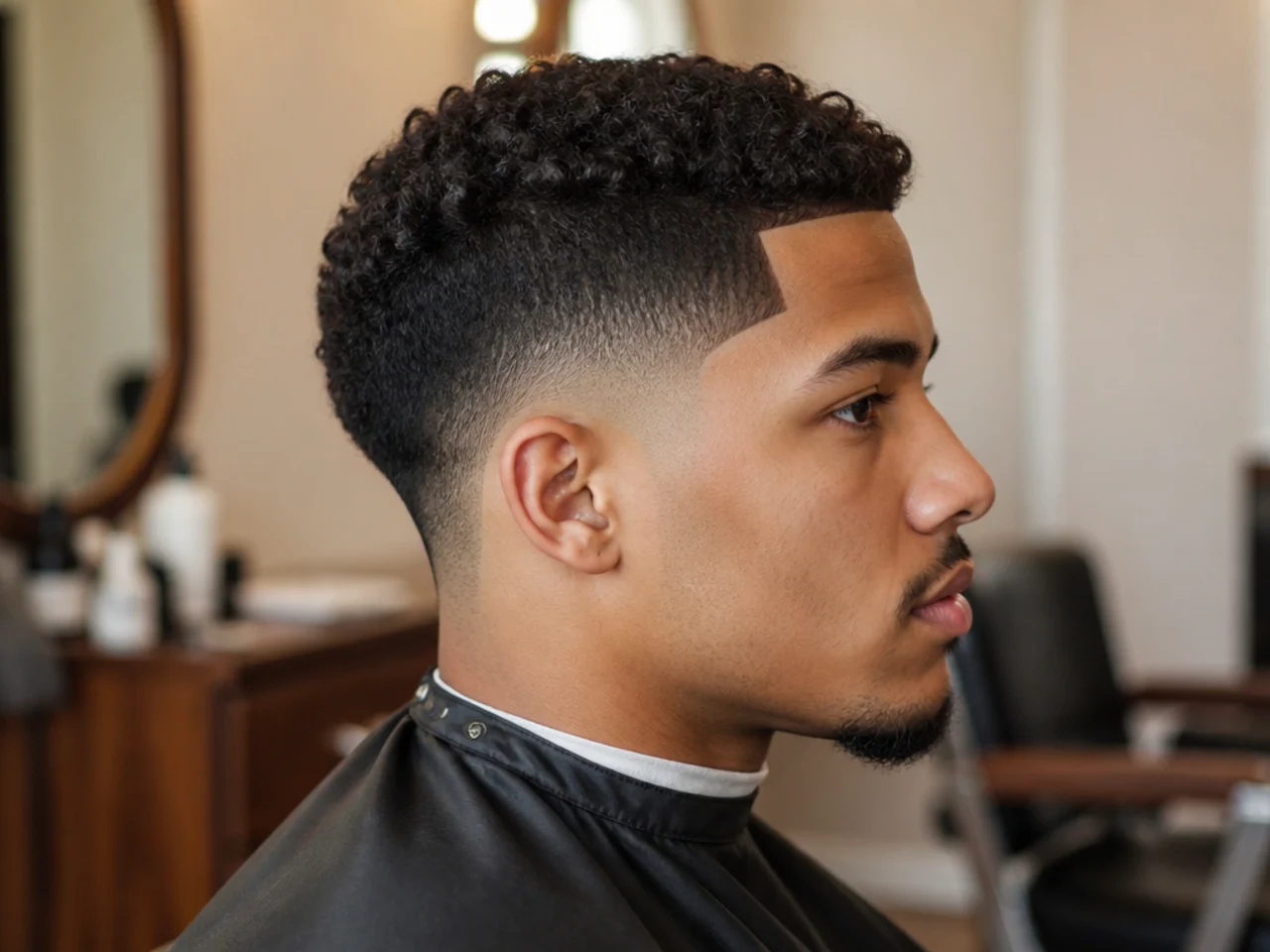 Low taper fade with a razored line-up