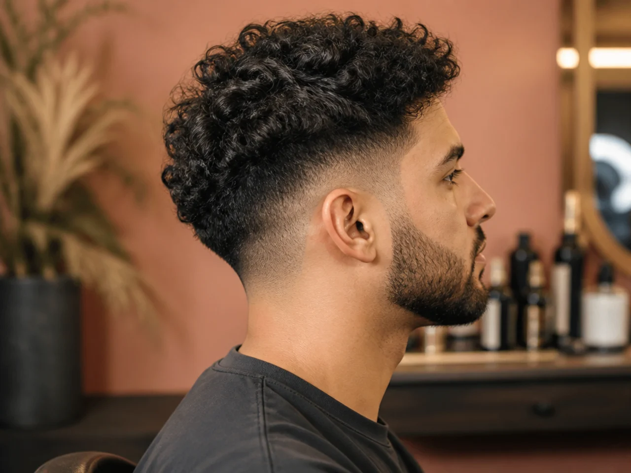 Mid taper fade blended into a trimmed beard