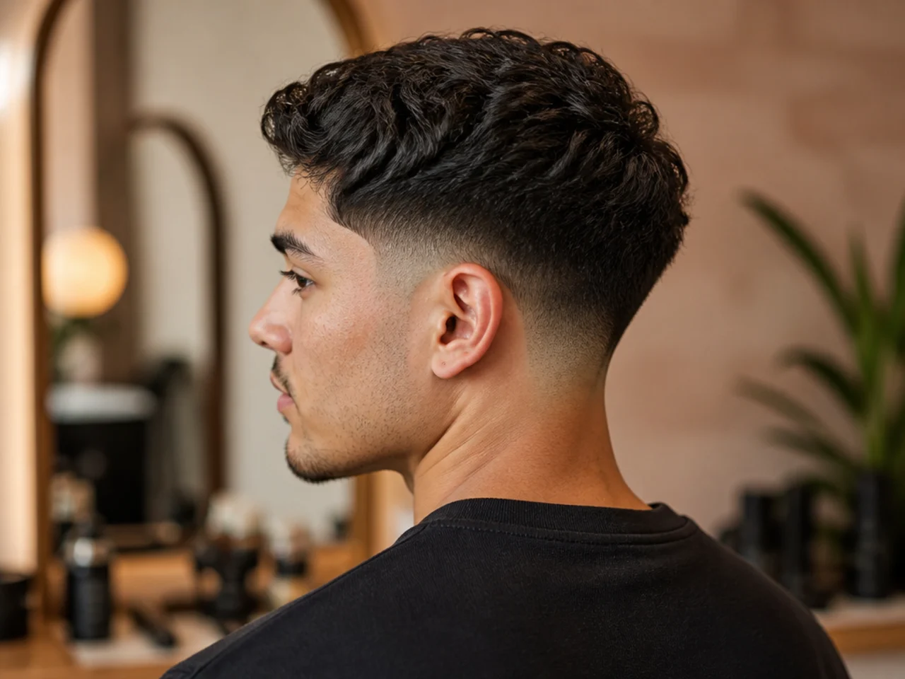 Three-quarter view of the preferred low taper fade