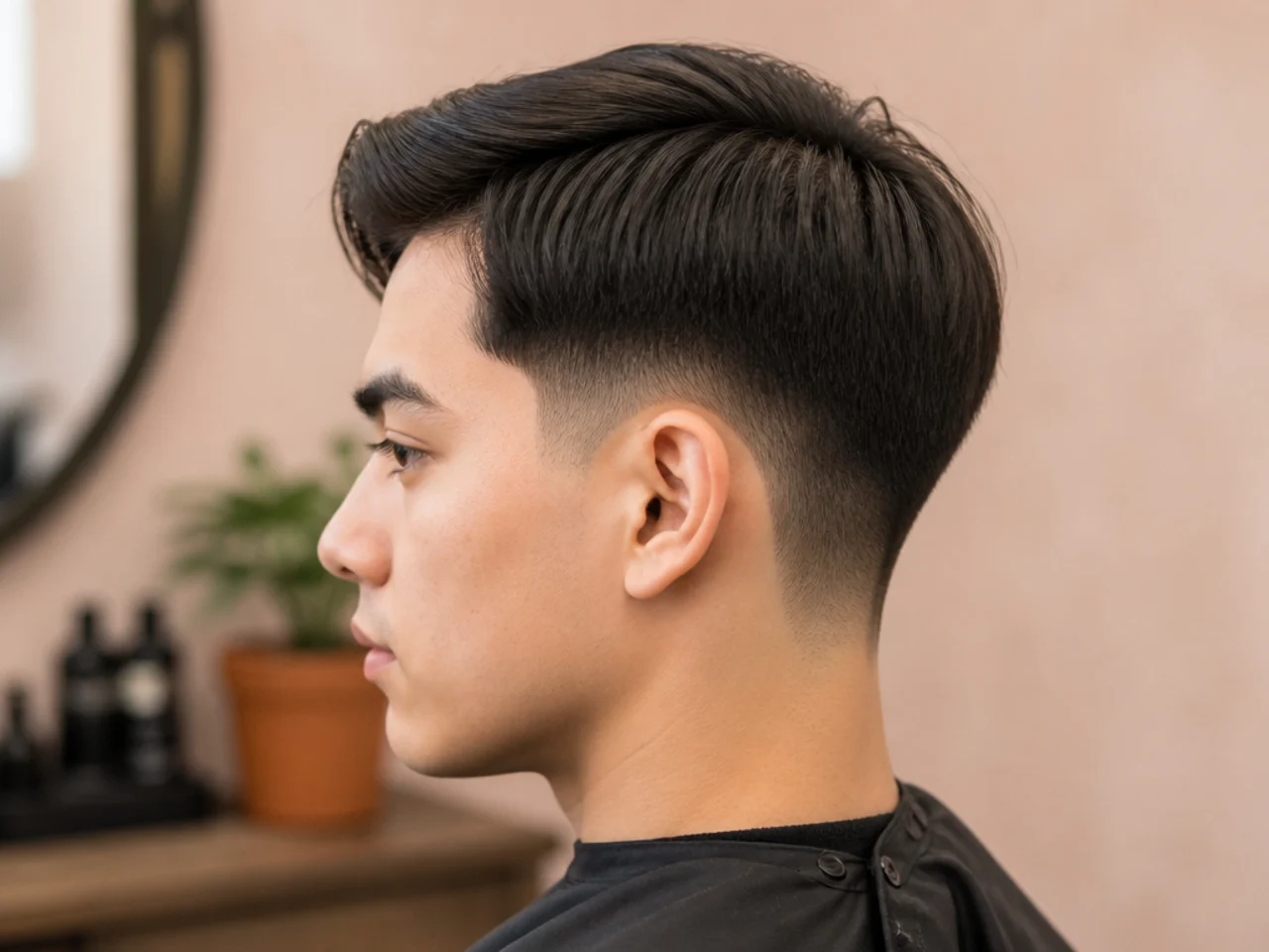 Low taper fade on fine straight hair