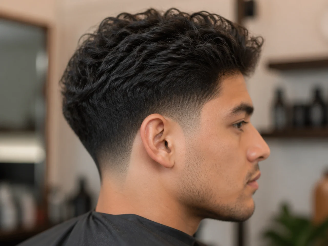 Low taper fade removing bulk from thick hair at the perimeter