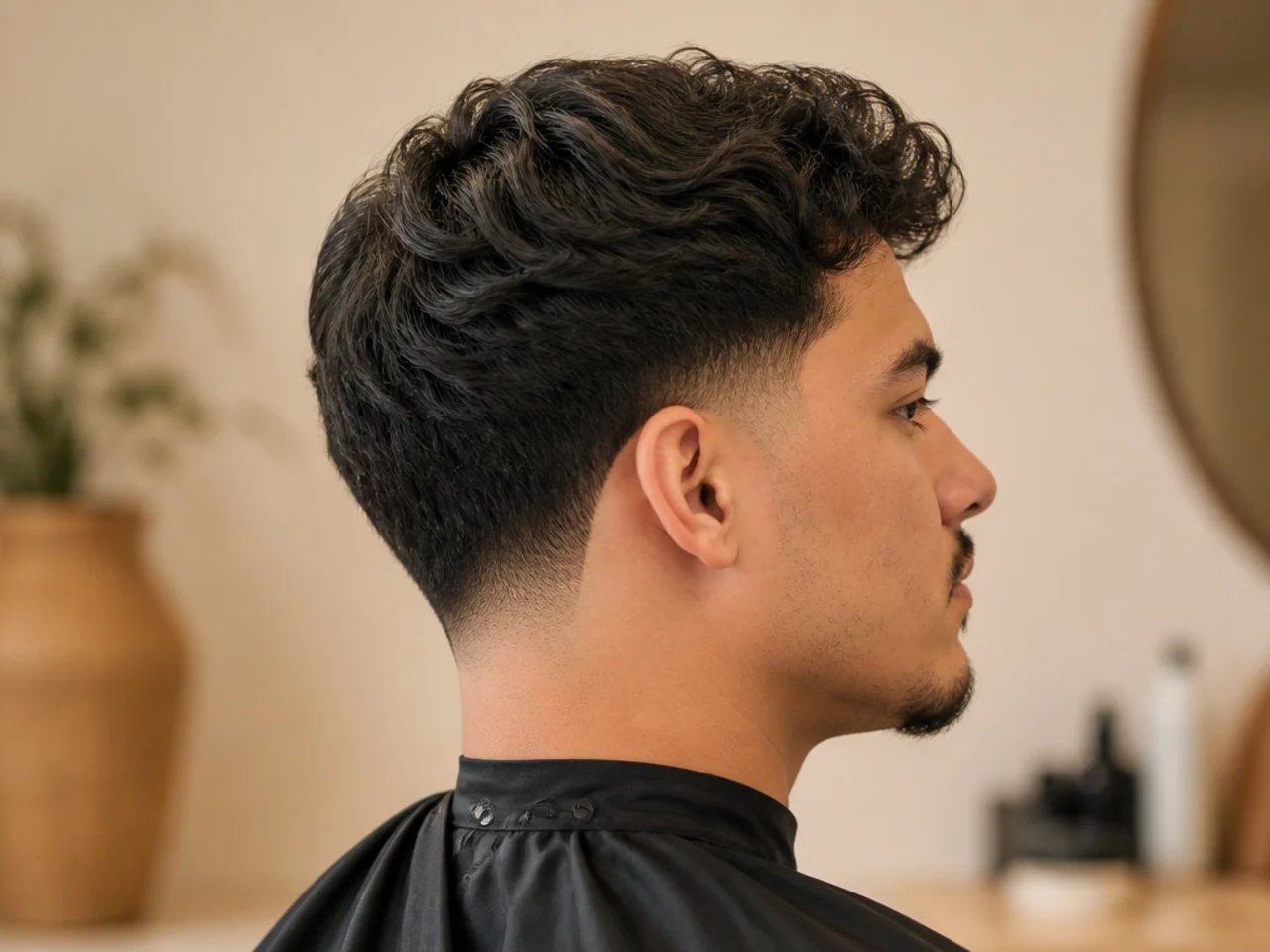 Scissor-cut low taper fade with a soft undefined blend