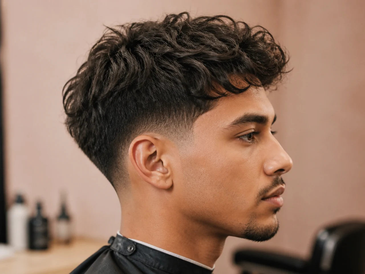 Thinning-shear textured blowout taper on thick straight hair with reduced bulk on top