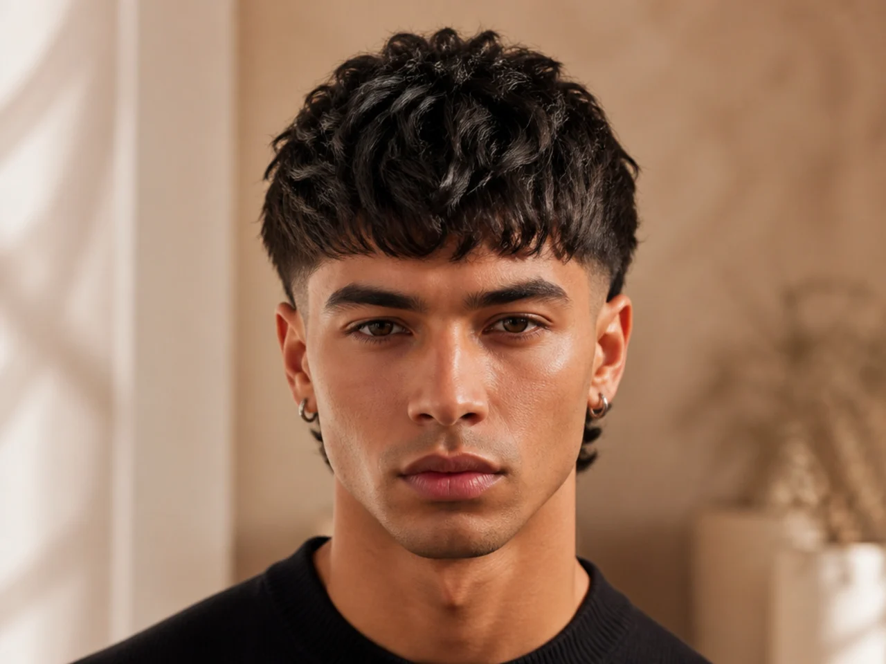 A textured burst fade with a long nape