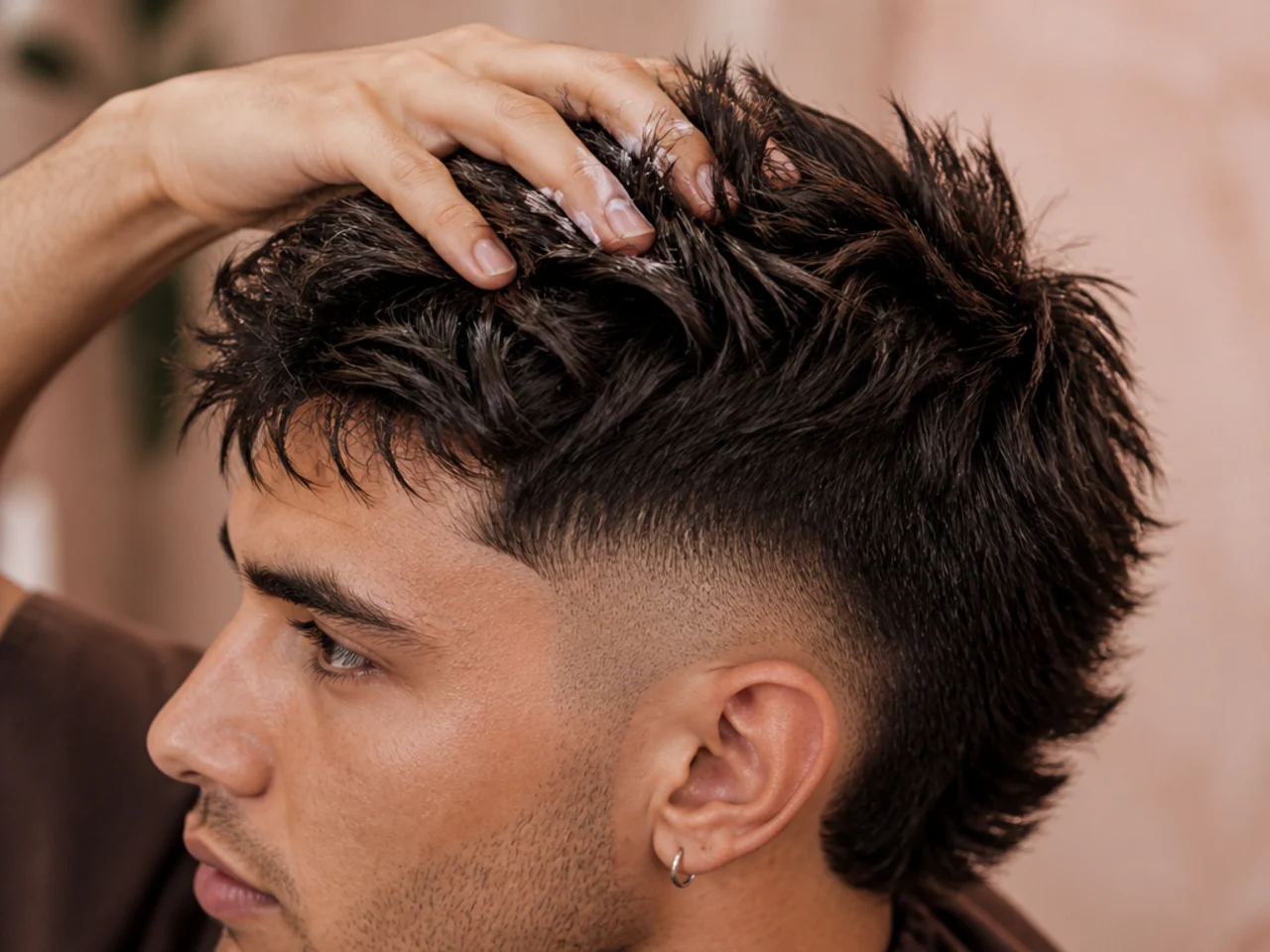Matte clay being worked through a textured burst fade