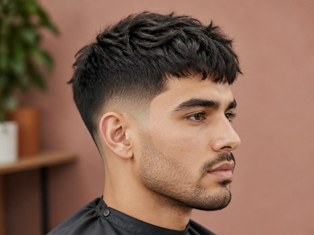 Textured crop with a clean low fade starting just above the ears for a workplace-friendly finish