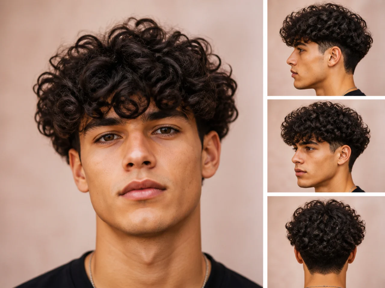 Broccoli fluffy fringe with tight curled top and mid taper fade on Type 3A curls