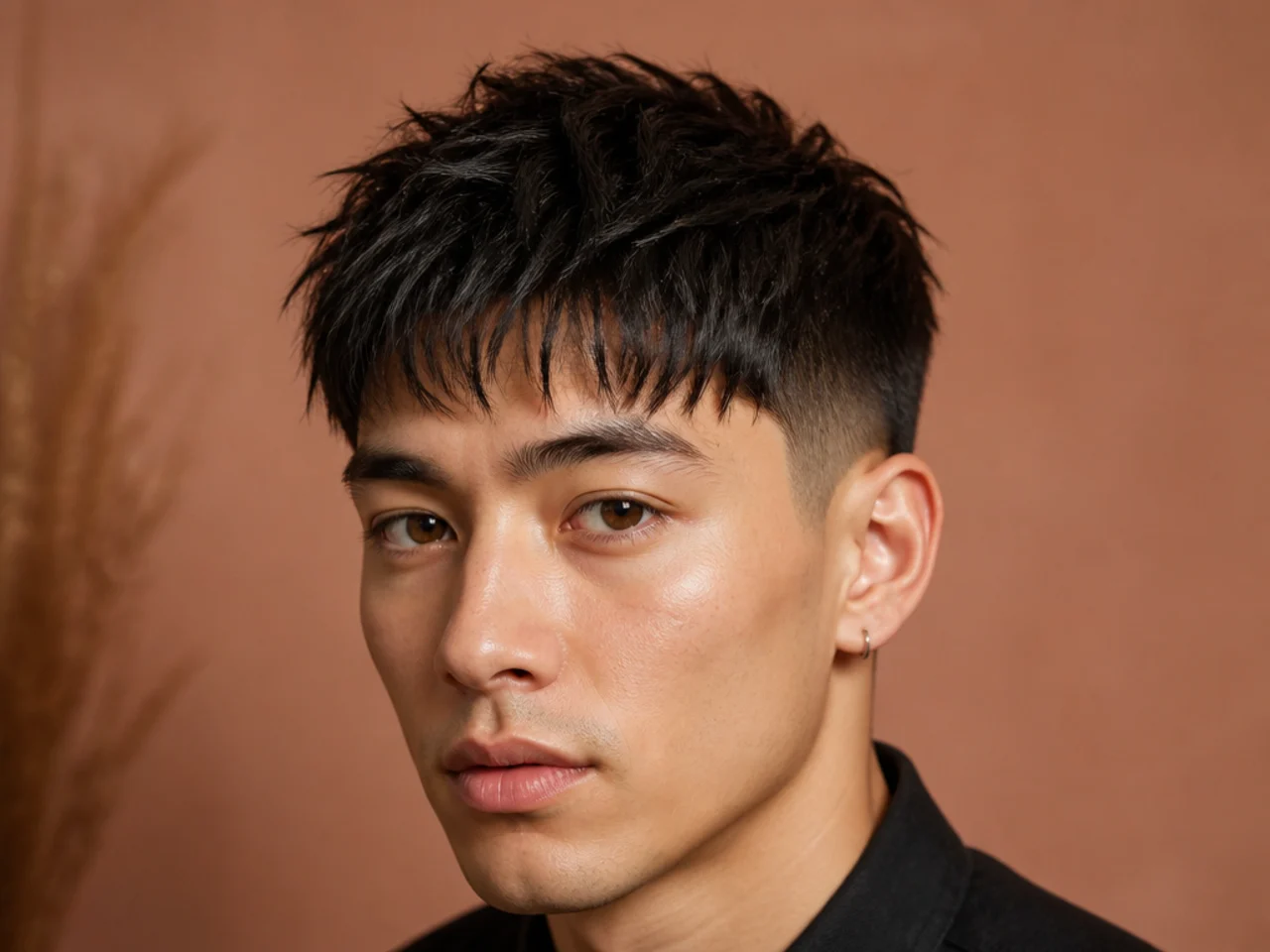 Wispy razored textured fringe on fine dirty blonde hair with a soft low taper fade