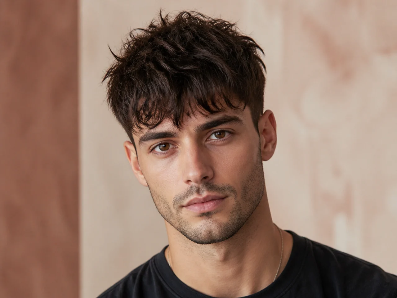 Tousled textured fringe with lifted, undone front section and casual movement