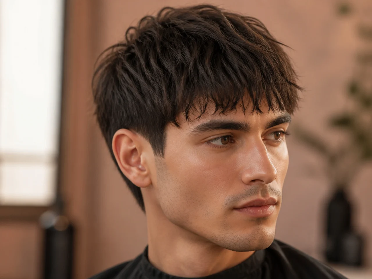 Textured fringe on fine hair showing improved visual density through broken ends