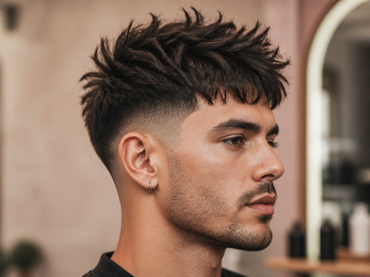 Messy Spiky Hair and Fringe with Low Drop Fade