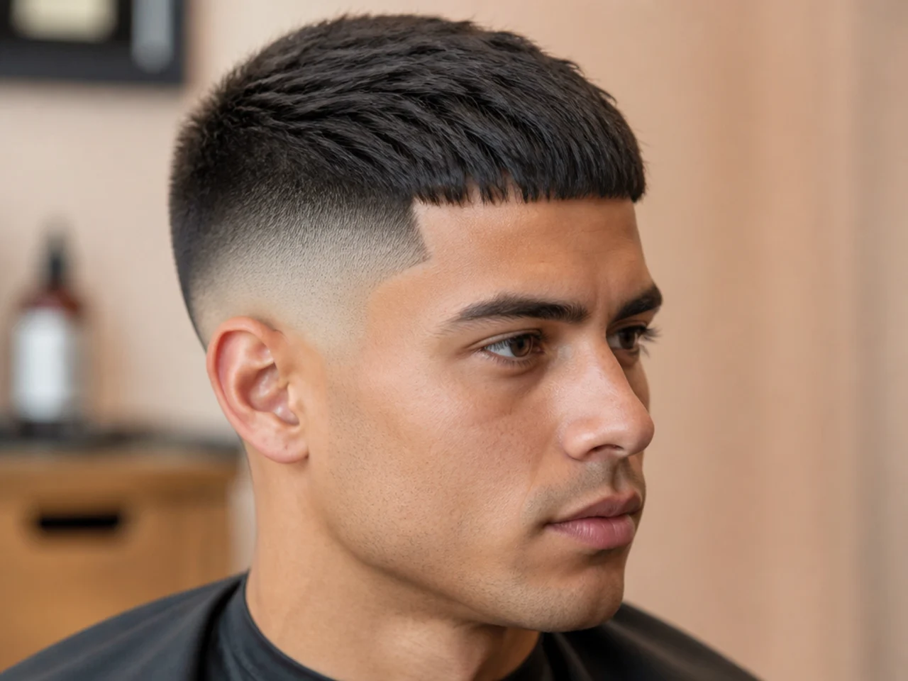 Short Brush Forward with High Skin Fade