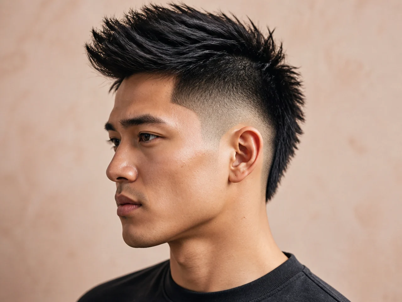 Textured Faux Hawk with Low Burst Fade