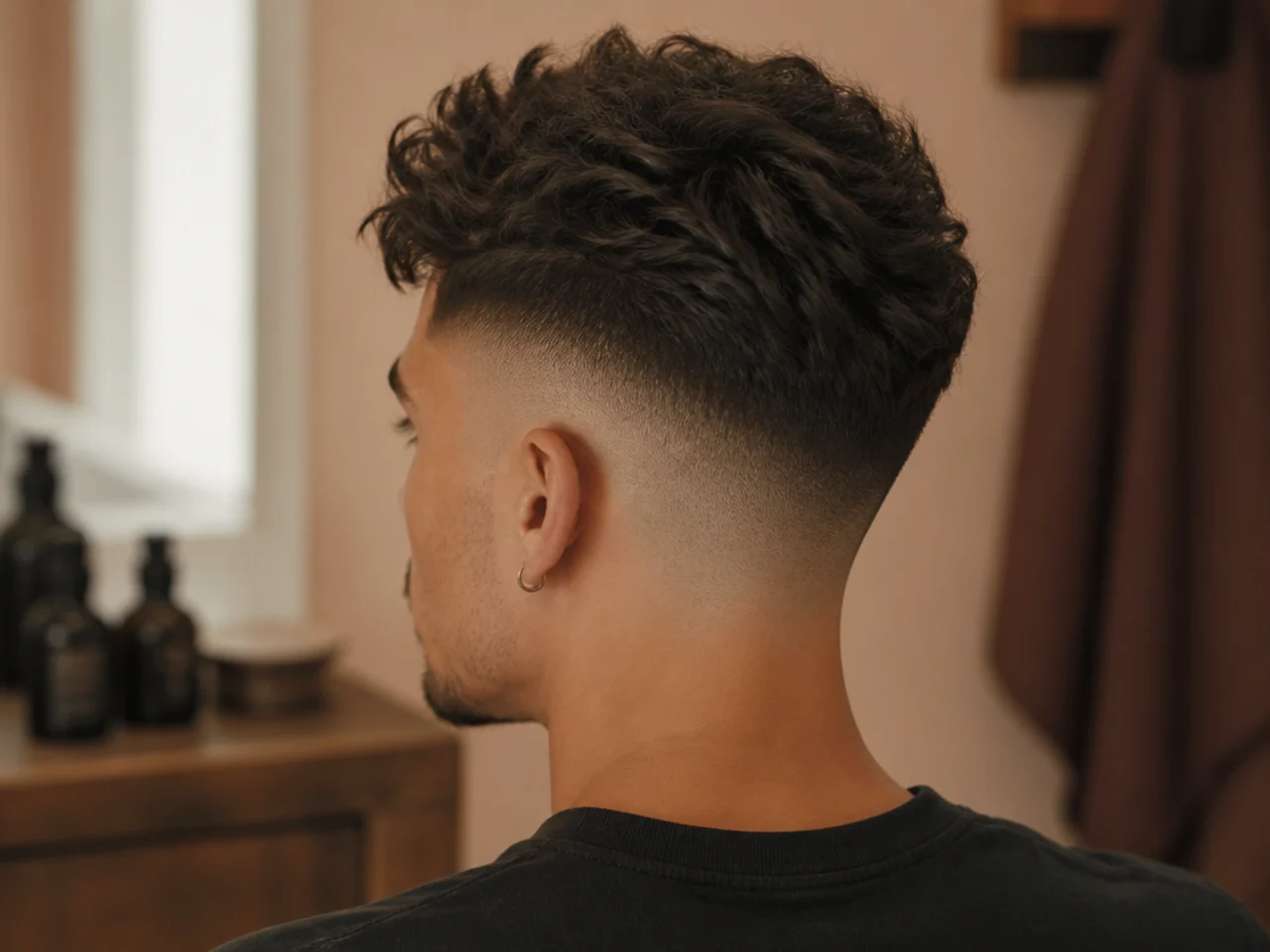 A textured high fade on thick hair