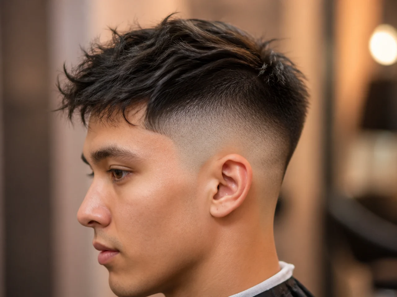 A textured high fade on fine hair