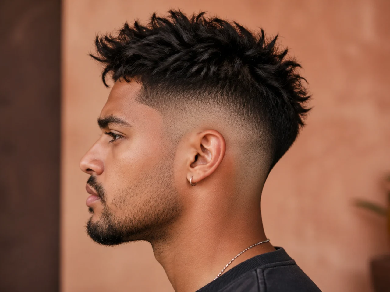 A textured high drop fade