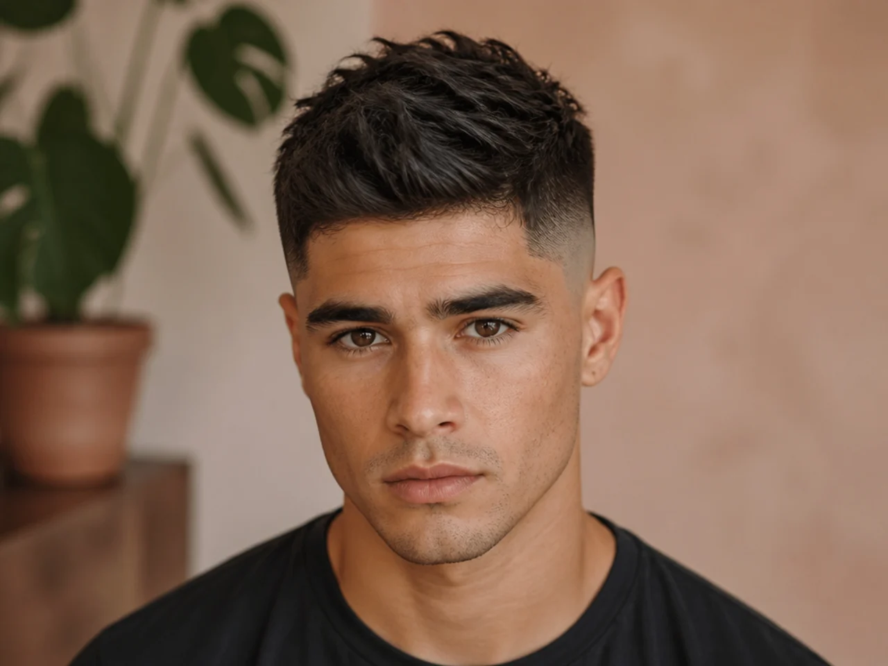 A short textured high fade