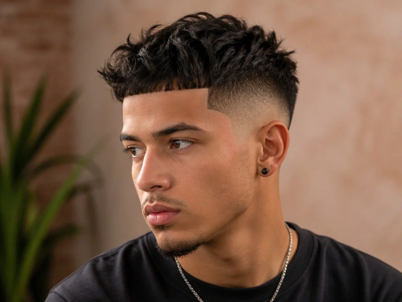 A textured high fade with a line-up