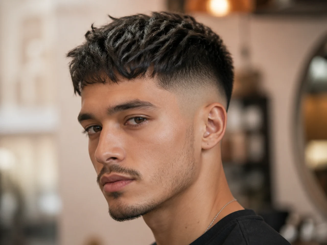 A textured high taper fade